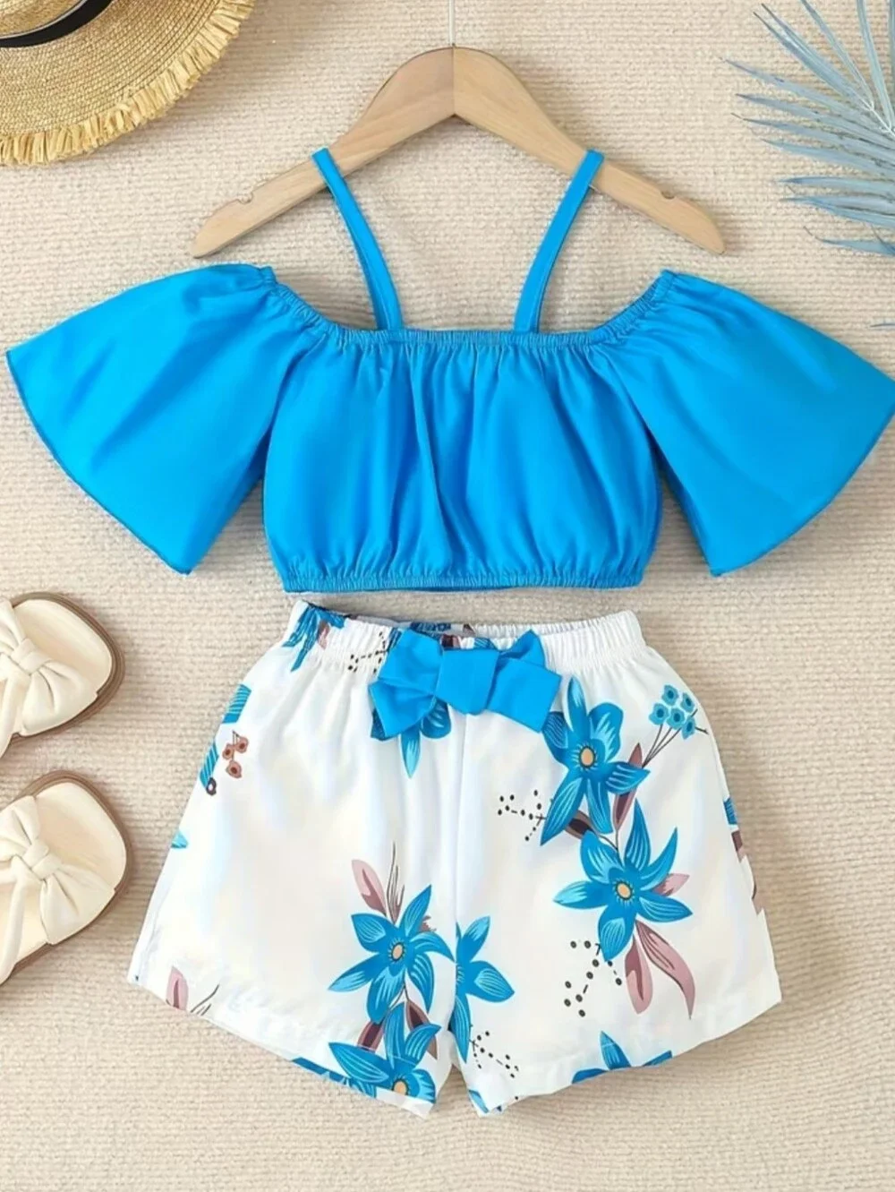 Girls Two Piece Boho Matching Floral Short Set Size 7/8